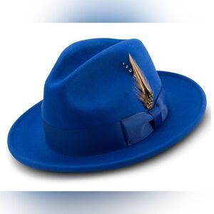 MEN'S MONTIQUE ROYAL LIGHT FELT 2 1/2" WIDE BRIM PINCH FEDORA HAT. H60